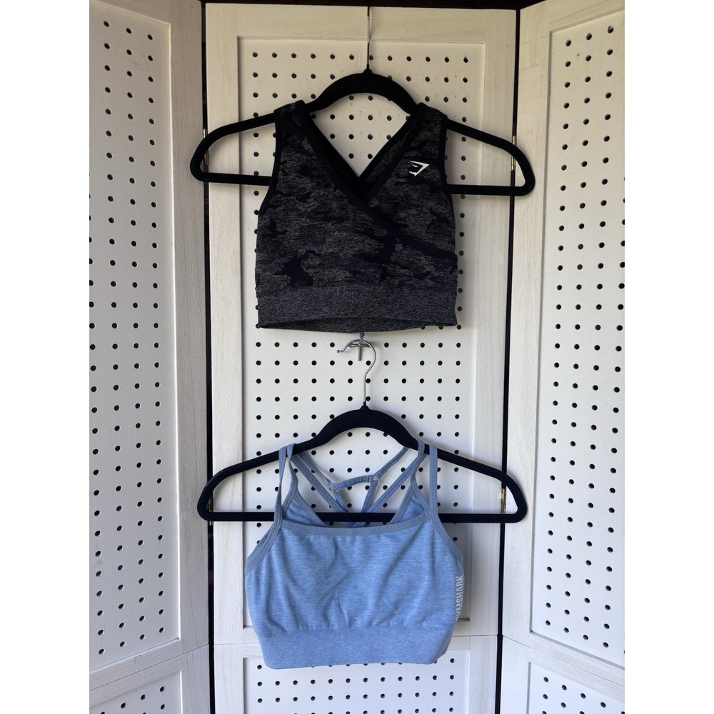 LOT/2 GYMSHARK Women's Small Sports Bras Athletic Blue and Black‎